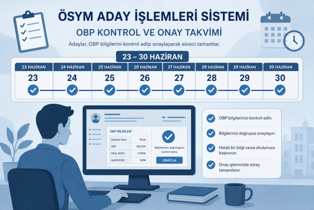 2026 YKS OBP kontrol ve onay takvimi