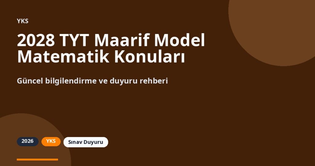 2028 TYT Maarif Model Matematik Konuları | Tema Tema Liste