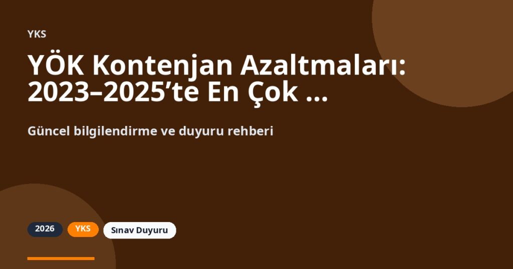 YÖK Kontenjan Azaltmaları: 2023–2025’te En Çok Daralan Lisans ve Ön Lisans Programları