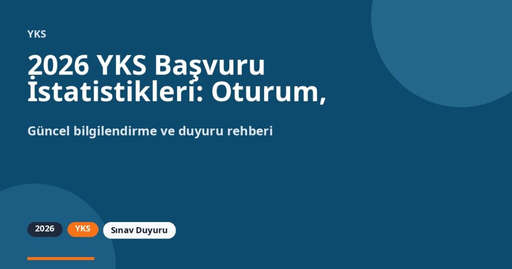 2026 YKS Başvuru İstatistikleri: Oturum, Aday ve Lise Türü Verileri