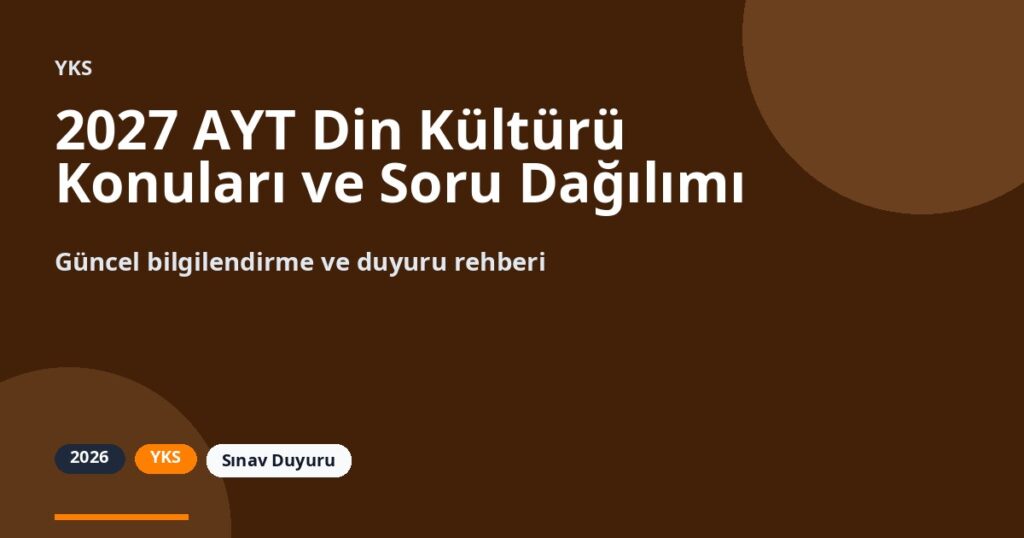 2027 AYT Din Kültürü Konuları ve Soru Dağılımı (DKAB Rehber)