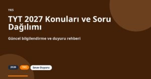 TYT 2027 Konuları ve Soru Dağılımı (Tüm Dersler)