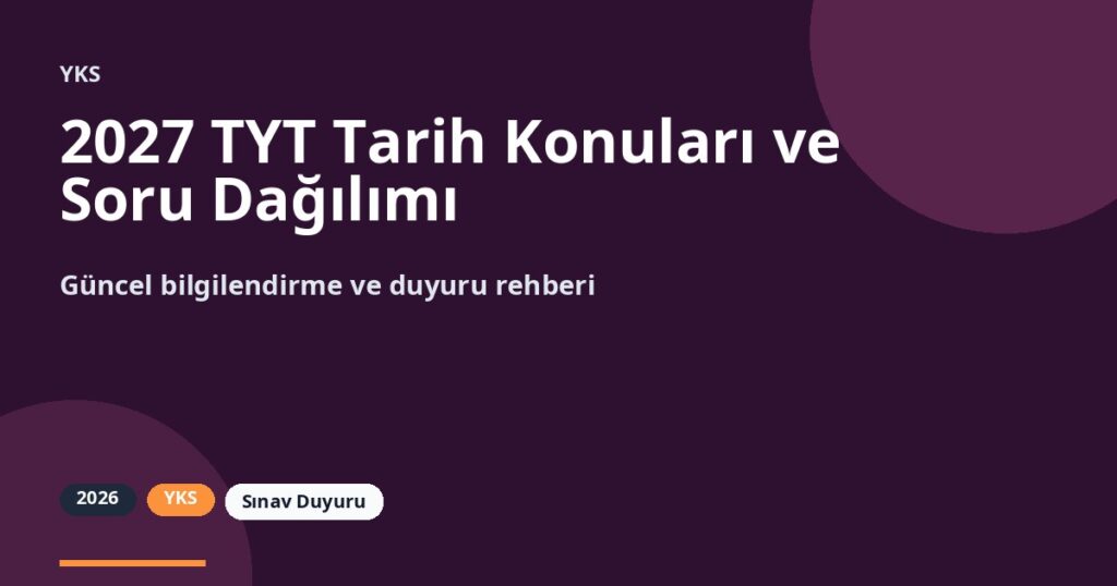 2027 TYT Tarih Konuları ve Soru Dağılımı