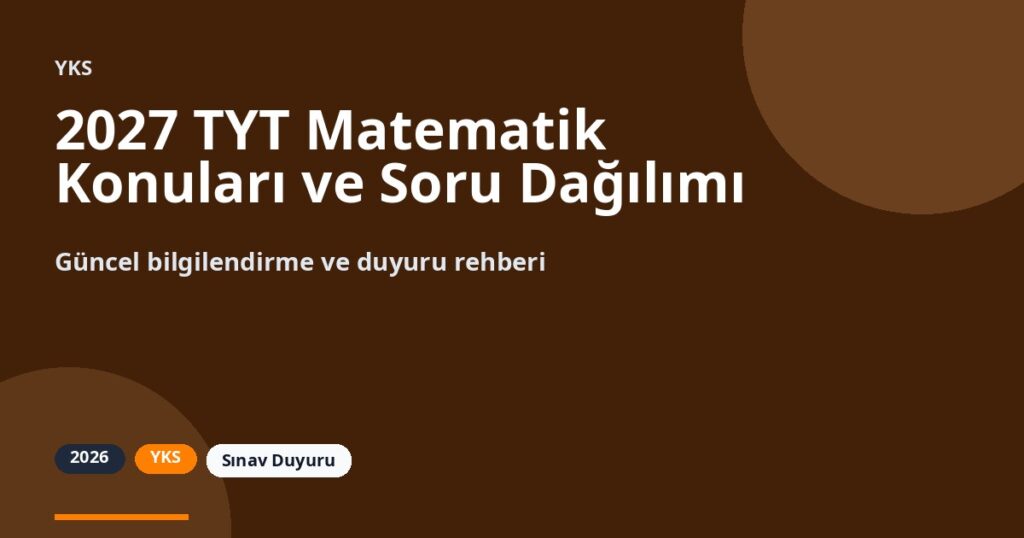2027 TYT Matematik Konuları ve Soru Dağılımı