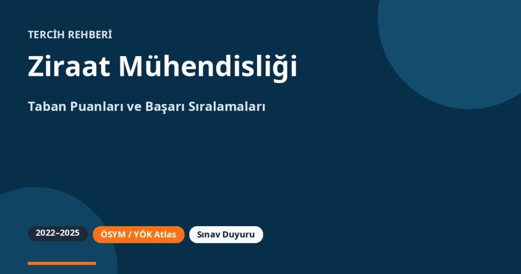 Ziraat Mühendisliği Programları Taban Puanları 2026 ve Başarı Sıralamaları (2022-2025)