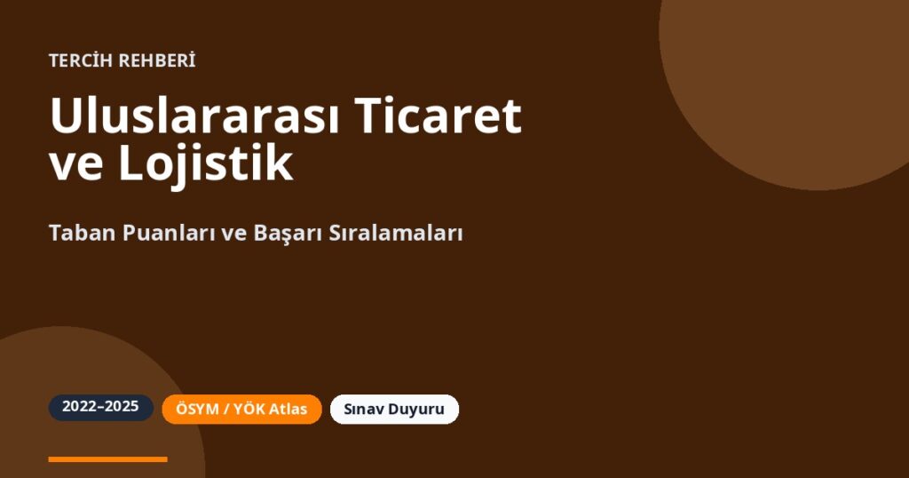 Uluslararası Ticaret ve Lojistik Taban Puanları 2026 ve Başarı Sıralamaları (2022-2025)