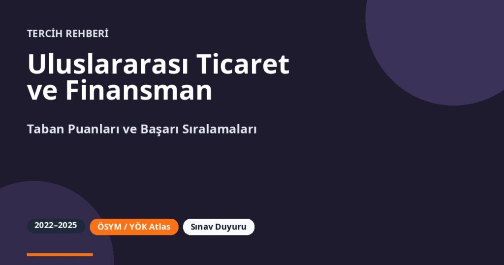 Uluslararası Ticaret ve Finansman Taban Puanları 2026 ve Başarı Sıralamaları (2022-2025)