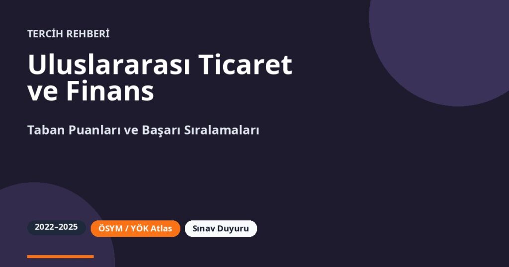 Uluslararası Ticaret ve Finans Taban Puanları 2026 ve Başarı Sıralamaları (2022-2025)