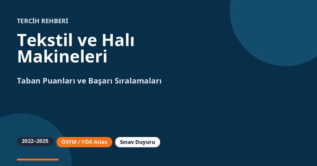 Tekstil ve Halı Makineleri Taban Puanları 2026 ve Başarı Sıralamaları (2022-2025)