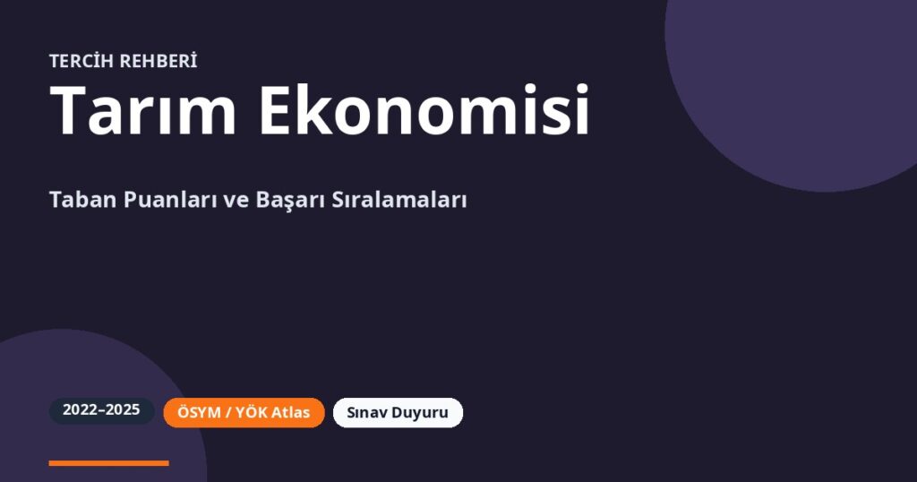 Tarım Ekonomisi Taban Puanları 2026 ve Başarı Sıralamaları (2022-2025)