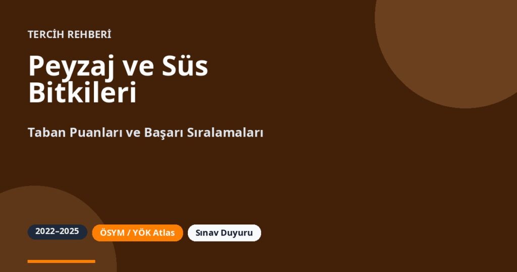 Peyzaj ve Süs Bitkileri Yetiştiriciliği Taban Puanları 2026 ve Başarı Sıralamaları (2022-2025)