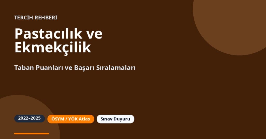 Pastacılık ve Ekmekçilik Taban Puanları 2026 ve Başarı Sıralamaları (2022-2025)