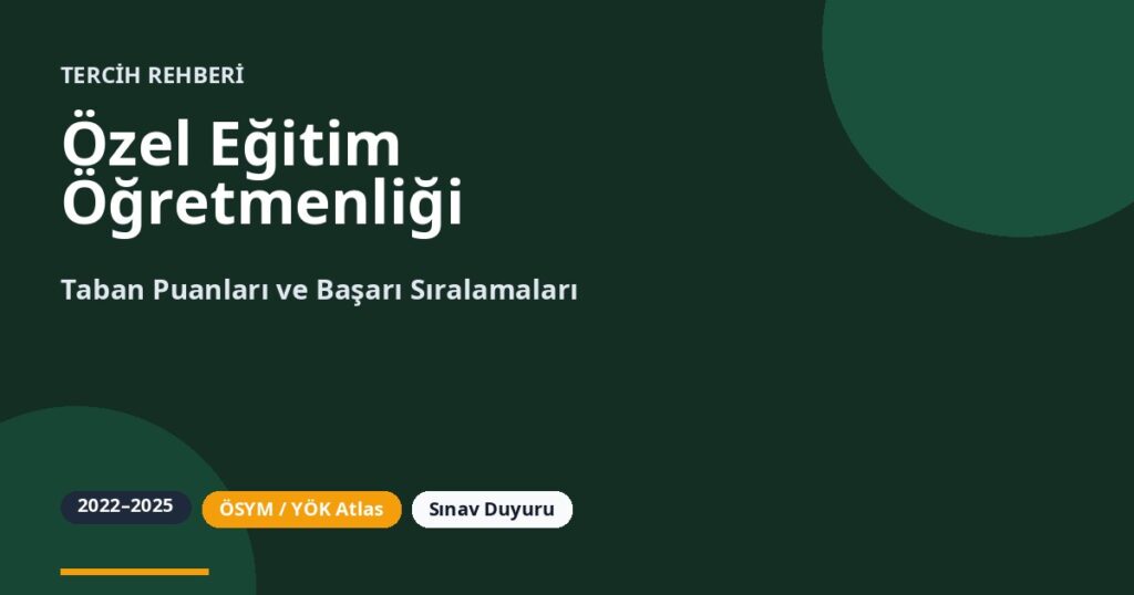 Özel Eğitim Öğretmenliği Taban Puanları 2026 ve Başarı Sıralamaları (2022-2025)