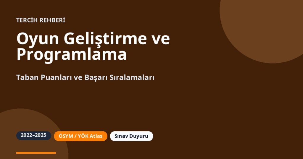 Oyun Geliştirme ve Programlama Taban Puanları 2026 ve Başarı Sıralamaları (2022-2025)
