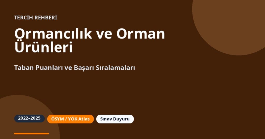 Ormancılık ve Orman Ürünleri Taban Puanları 2026 ve Başarı Sıralamaları (2022-2025)