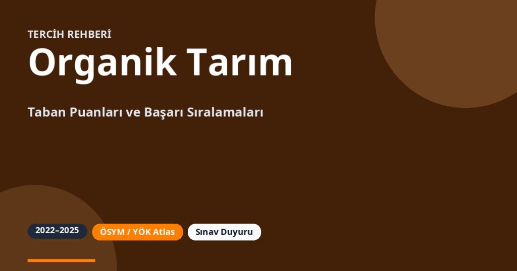 Organik Tarım Taban Puanları 2026 ve Başarı Sıralamaları (2022-2025)