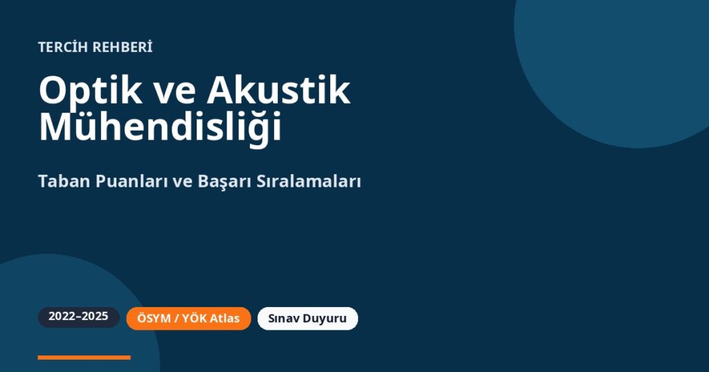 Optik ve Akustik Mühendisliği Taban Puanları 2026 ve Başarı Sıralamaları (2022-2025)