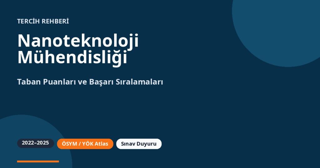 Nanoteknoloji Mühendisliği Taban Puanları 2026 ve Başarı Sıralamaları (2022-2025)
