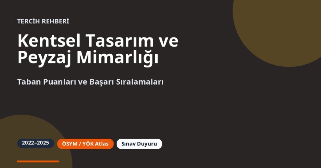Kentsel Tasarım ve Peyzaj Mimarlığı Taban Puanları 2026 ve Başarı Sıralamaları (2022-2025)