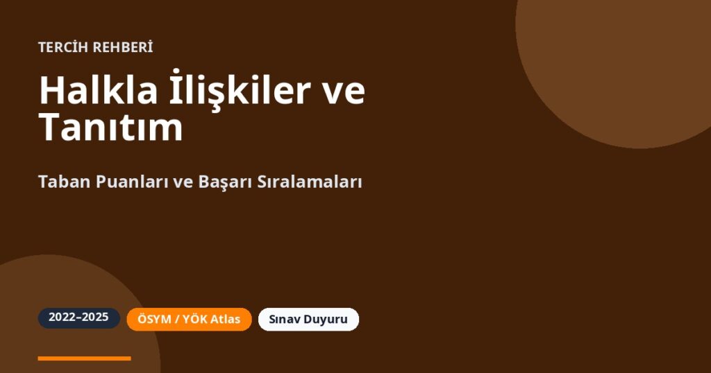 Halkla İlişkiler ve Tanıtım Taban Puanları 2026 ve Başarı Sıralamaları (2022-2025)