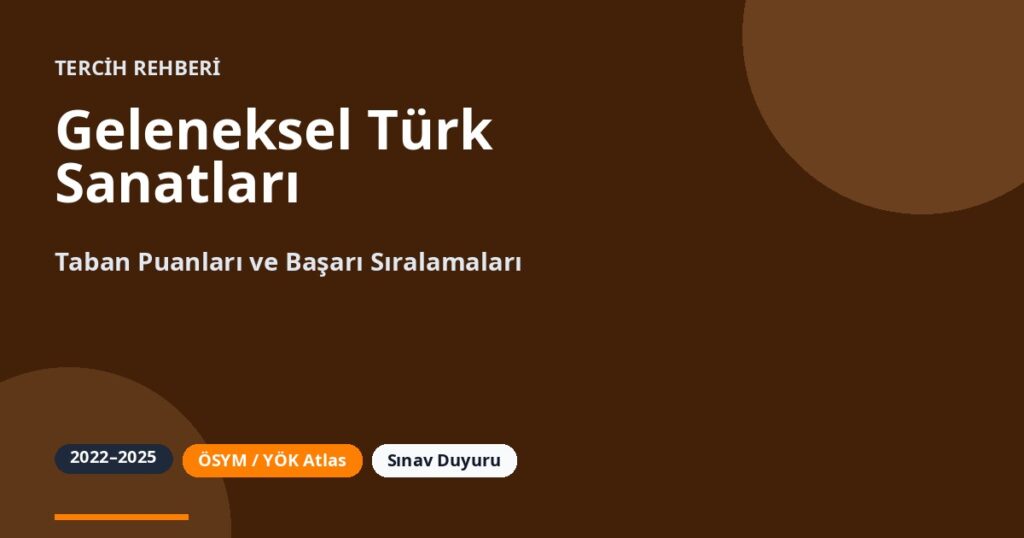 Geleneksel Türk Sanatları Taban Puanları 2026 ve Başarı Sıralamaları (2022-2025)