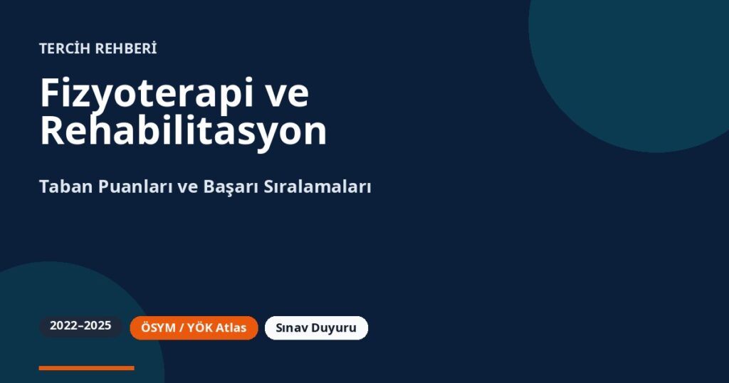 Fizyoterapi ve Rehabilitasyon Taban Puanları 2026 ve Başarı Sıralamaları (2022-2025)