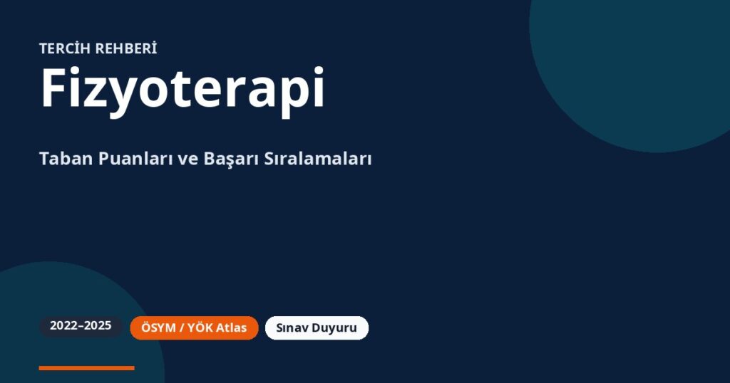 Fizyoterapi Taban Puanları 2026 ve Başarı Sıralamaları (2022-2025)