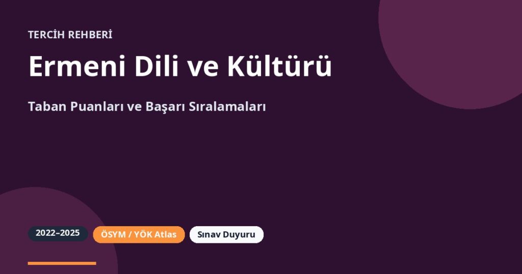 Ermeni Dili ve Kültürü Taban Puanları 2026 ve Başarı Sıralamaları (2022-2025)
