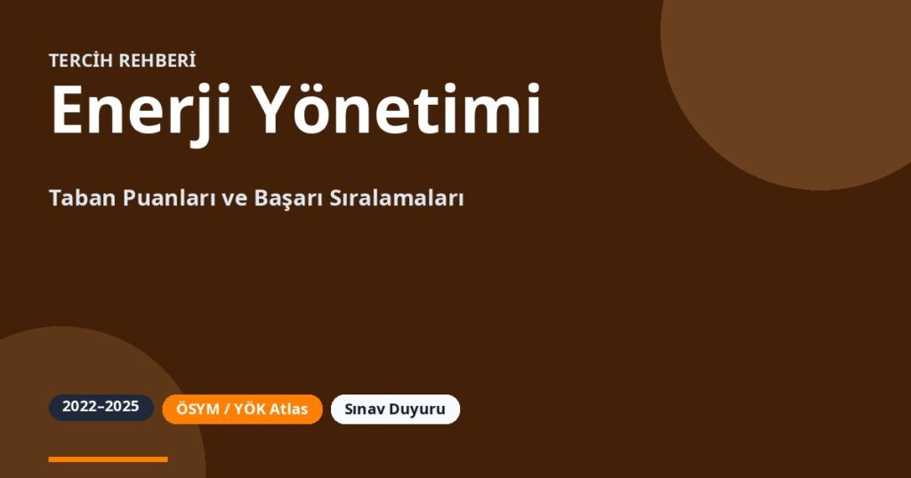 Enerji Yönetimi Taban Puanları 2026 ve Başarı Sıralamaları (2022-2025)