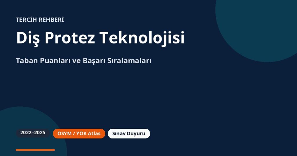 Diş Protez Teknolojisi Taban Puanları 2026 ve Başarı Sıralamaları (2022-2025)
