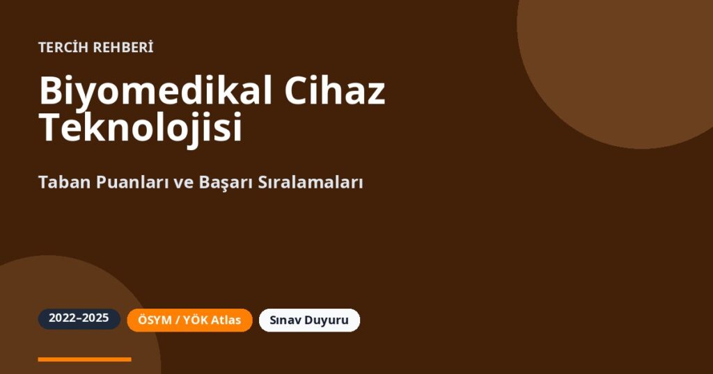 Biyomedikal Cihaz Teknolojisi Taban Puanları 2026 ve Başarı Sıralamaları (2022-2025)