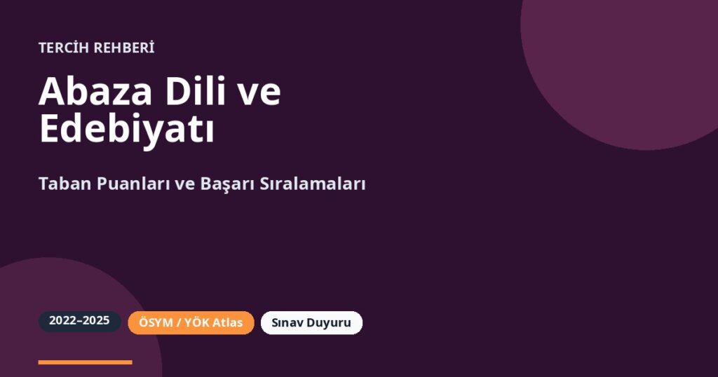 Abaza Dili ve Edebiyatı Taban Puanları 2026 ve Başarı Sıralamaları (2022-2025)