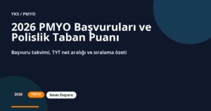 2026 PMYO Başvuruları Ne Zaman? Polislik Taban Puanı ve TYT Net Rehberi